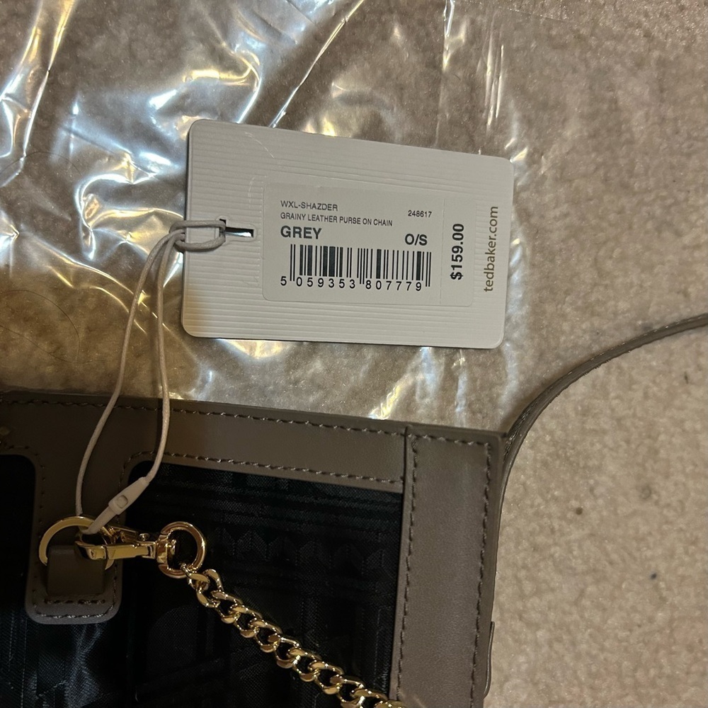 TED BAKER Shazder Grainy Leather Wallet on a Chain (Removable) in Grey - Picture 8 of 11